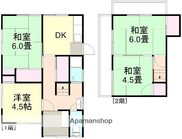 山陽本線 笠岡駅 徒歩20分 2階建 築57年(4DK)の間取り写真