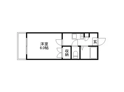 ハッピーハイツ今(1K/1階)の間取り写真