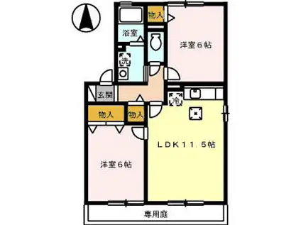 エスポワールNISIYA(2LDK/1階)の間取り写真