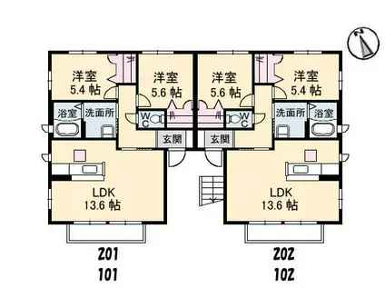 エステート本郷(2LDK/2階)の間取り写真