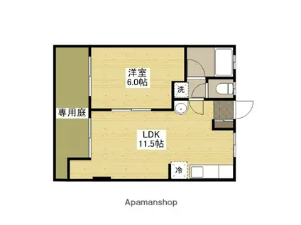 細田山ビル(1LDK/1階)の間取り写真