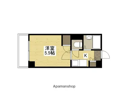 グリンハウス三篠(1K/3階)の間取り写真
