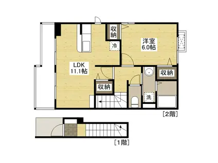 レジデンスフリーデ(1LDK/2階)の間取り写真