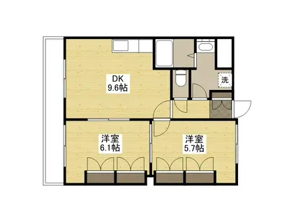 ラ・ヴィータ高取北Ⅱ(2DK/3階)の間取り写真