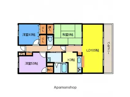 ドミエール洋光北館(3LDK/3階)の間取り写真