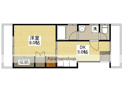 山口ビル(1DK/3階)の間取り写真