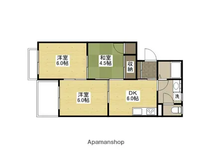 岩田マンション1号棟(3DK/3階)の間取り写真