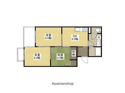 岩田マンション1号棟(3DK/1階)の間取り写真
