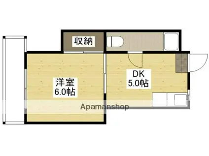 第1小河内ビル(1DK/4階)の間取り写真