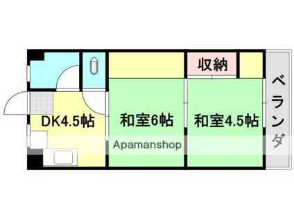 佐古ビル(2K/4階)の間取り写真