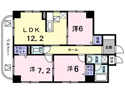 アプリコットガーデン(3LDK/5階)の間取り写真