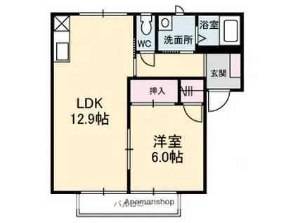 パストラルA棟(1LDK/2階)の間取り写真