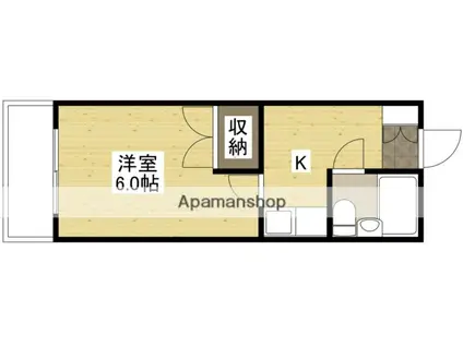 シャンテ長束(1K/3階)の間取り写真