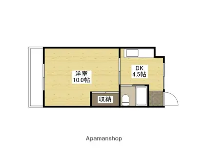 ふじビル(1DK/3階)の間取り写真