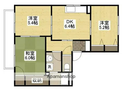 クレール五日市駅前B棟(3DK/1階)の間取り写真