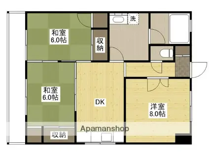 日興マンションA棟(3DK/2階)の間取り写真