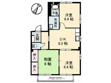 シャーメゾン矢野A棟(3DK/2階)の間取り写真