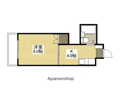 ホワイト・ヴィラ(1K/2階)の間取り写真