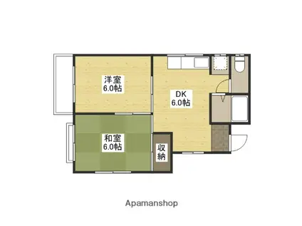 セゾンS(2DK/2階)の間取り写真