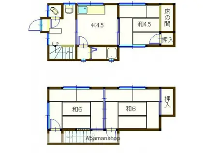 可部線 広島駅 徒歩19分 2階建 築54年(3K)の間取り写真