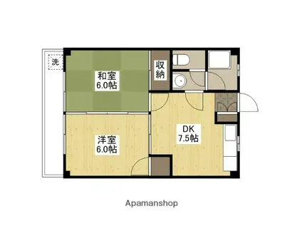 島本マンション(2DK/2階)の間取り写真