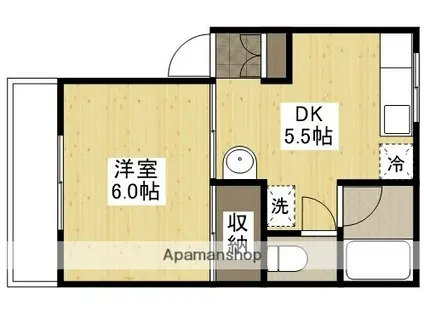 グリーン若葉(1DK/1階)の間取り写真