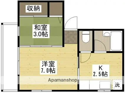 サンライフ旭(2K/3階)の間取り写真