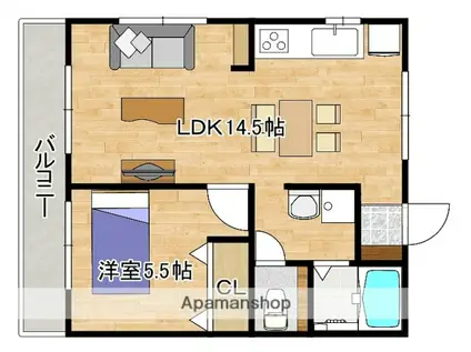 尾尻アパート(1LDK/1階)の間取り写真