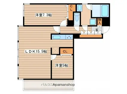 シトラスシャトーハシモト(2LDK/4階)の間取り写真