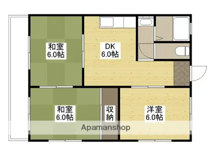 コーポ沖(3DK/4階)の間取り写真