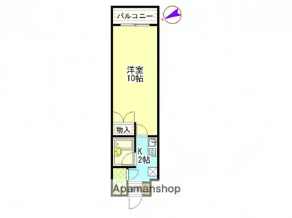 ヤスダビル6(1K/2階)の間取り写真