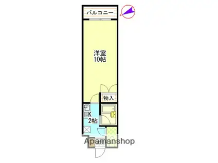 ヤスダビル6(1K/3階)の間取り写真