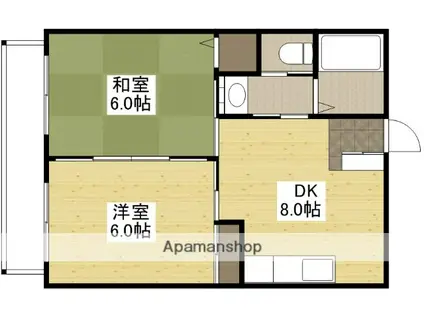 香川ビル(2DK/3階)の間取り写真