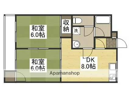 コーポサンシャイン(2DK/4階)の間取り写真