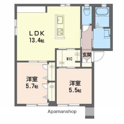 メゾンブリエⅡ(2LDK/1階)の間取り写真