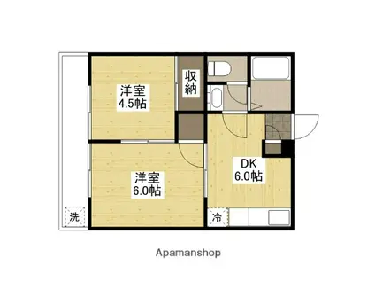 アスカビル(2DK/3階)の間取り写真