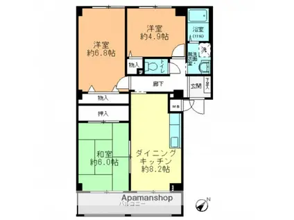 プルミエールF・T(3DK/3階)の間取り写真