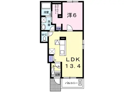 リバーサイド真倉 B(1LDK/1階)の間取り写真