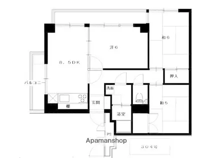 第1清水ビル(3DK/3階)の間取り写真