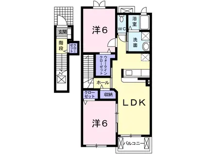 サニーレジデンスⅡ(2LDK/2階)の間取り写真