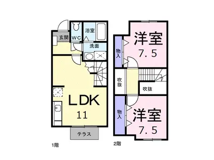 ニュークレストール光ケ丘(2LDK/1階)の間取り写真