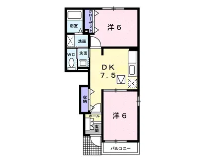 スプリングコートB(2DK/1階)の間取り写真