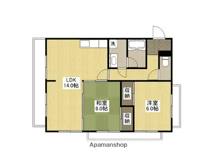 カルチェ川内NO.2(2LDK/2階)の間取り写真