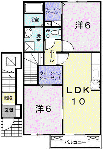 フォーリストクスジⅢ(2LDK/2階)の間取り写真