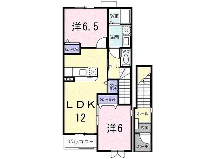 フィオーレB(2LDK/2階)の間取り写真