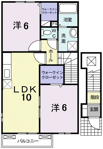 ボニートKⅢ(2LDK/2階)の間取り写真