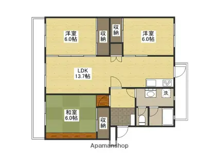 KSB KAIROEN C棟(3LDK/3階)の間取り写真