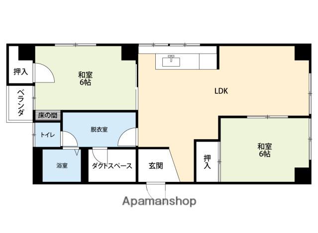 鷹野橋ハイツ(2LDK/4階)の間取り写真