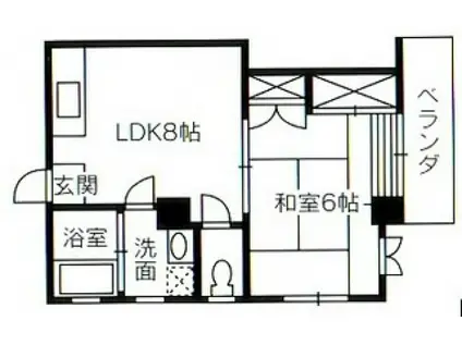 第2田万里ビル(1LDK/5階)の間取り写真