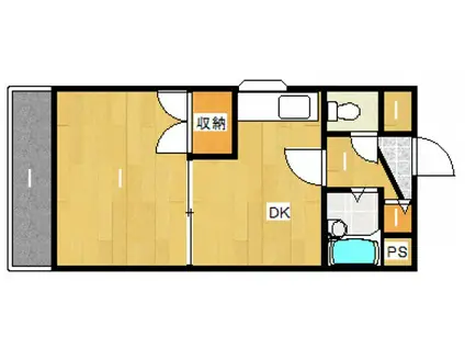 サンハイム庚午南(1DK/4階)の間取り写真